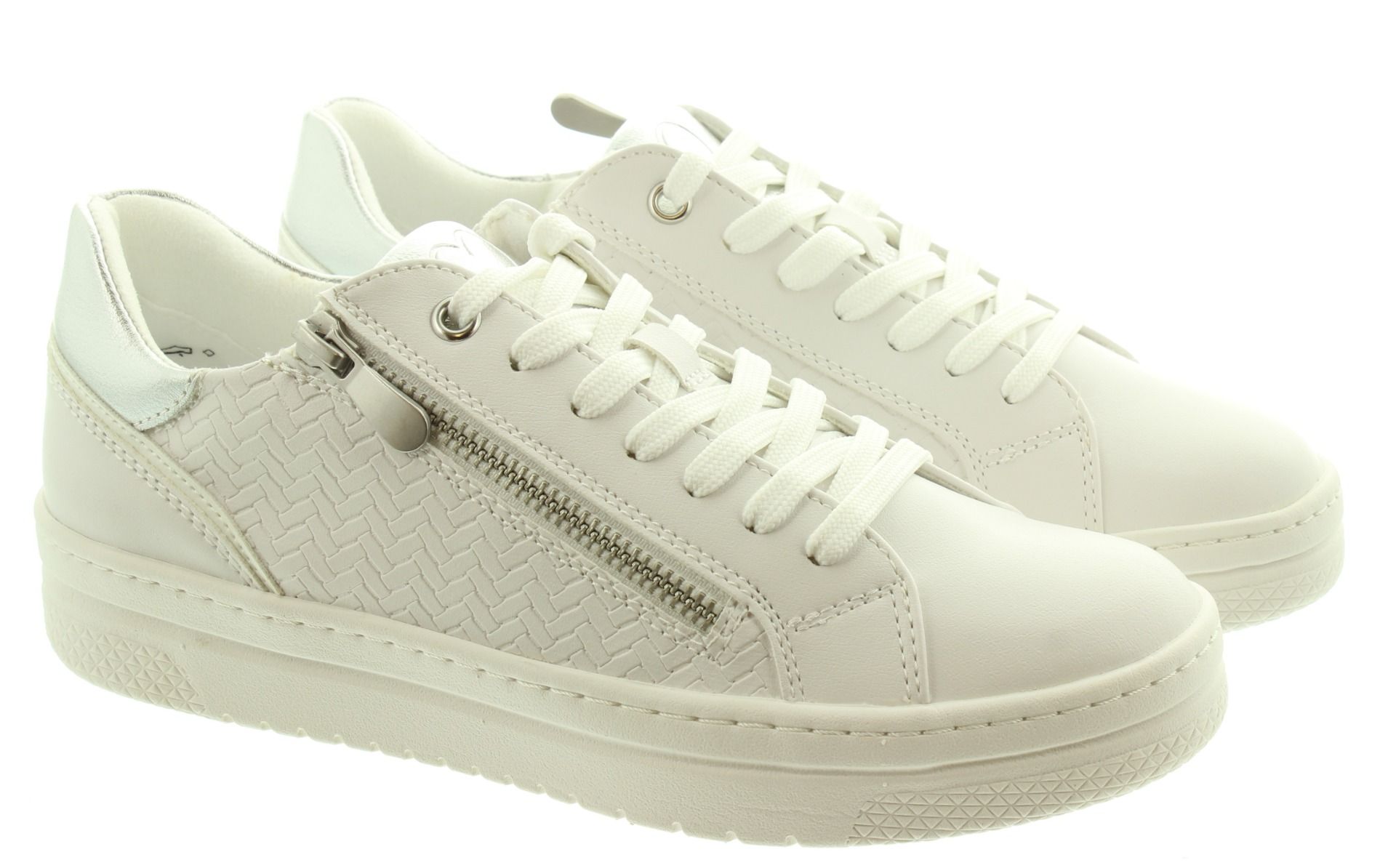 Ladies 23718 Zip Trainers In White