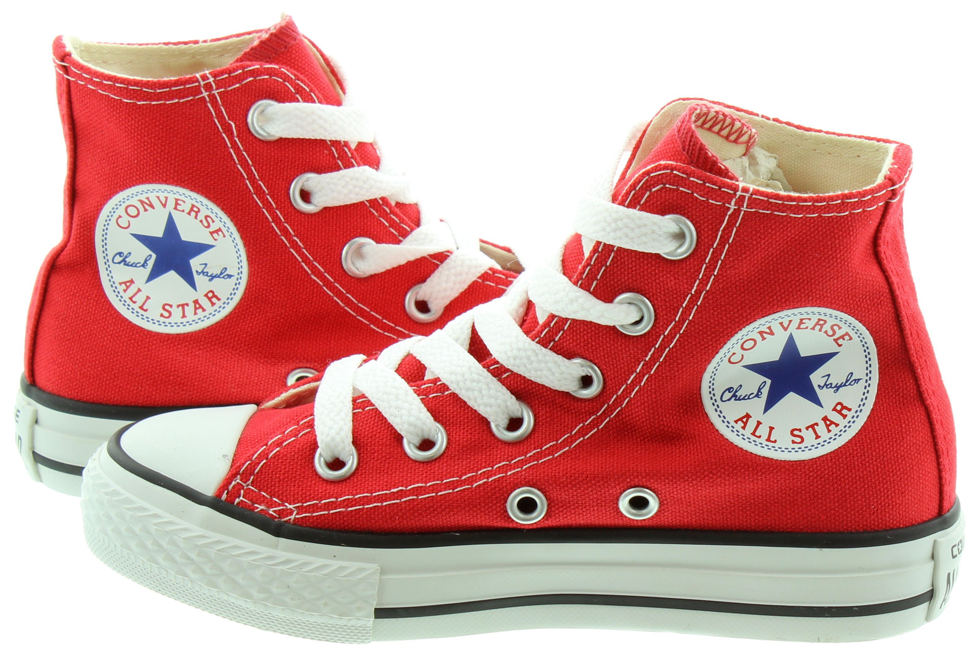 Converse Canvas All Star Hi Kids Boots in Red in Red