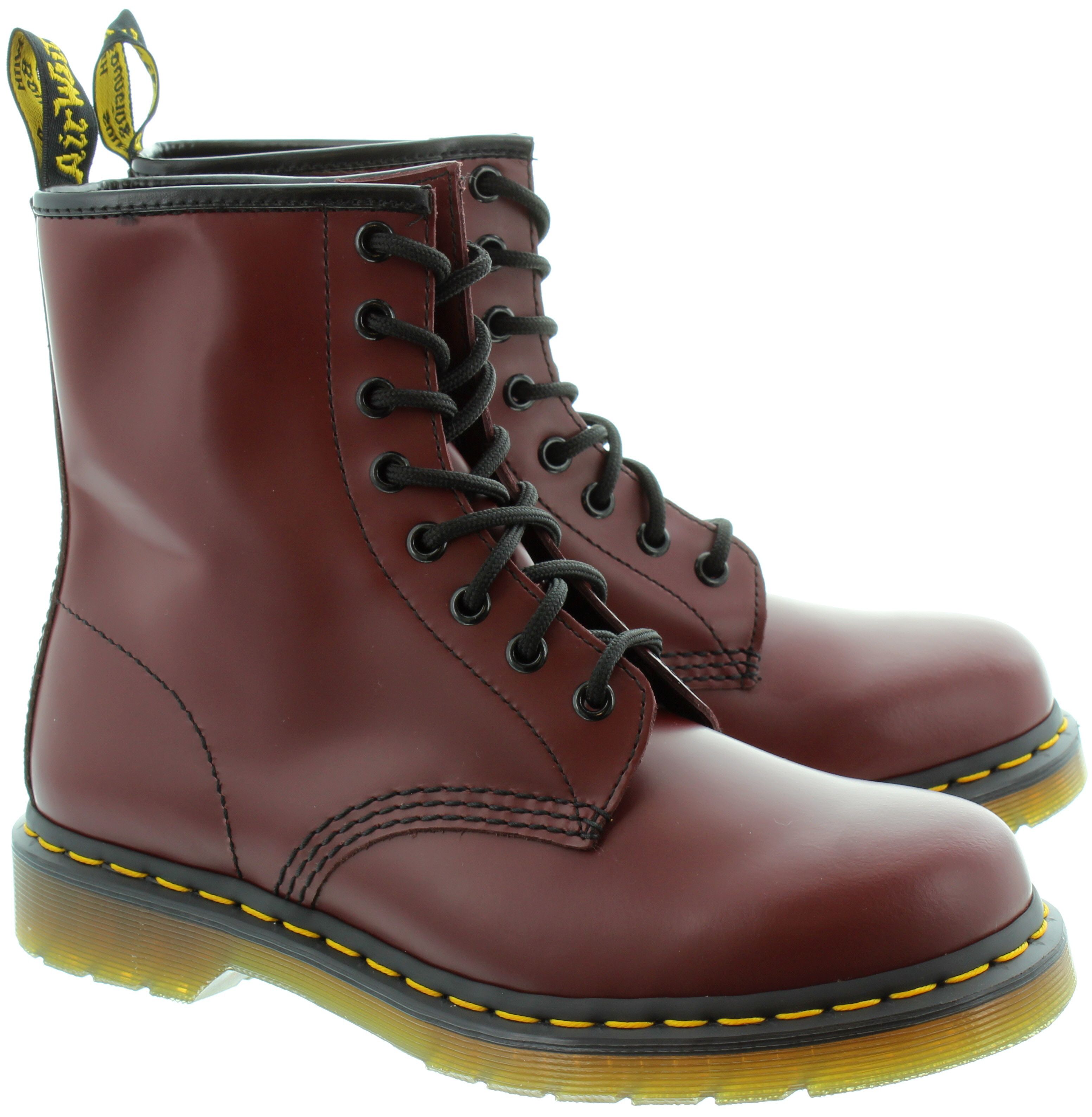 Dr Martens Leather 1460 8 Eyelet Boots in Cherry in Cherry