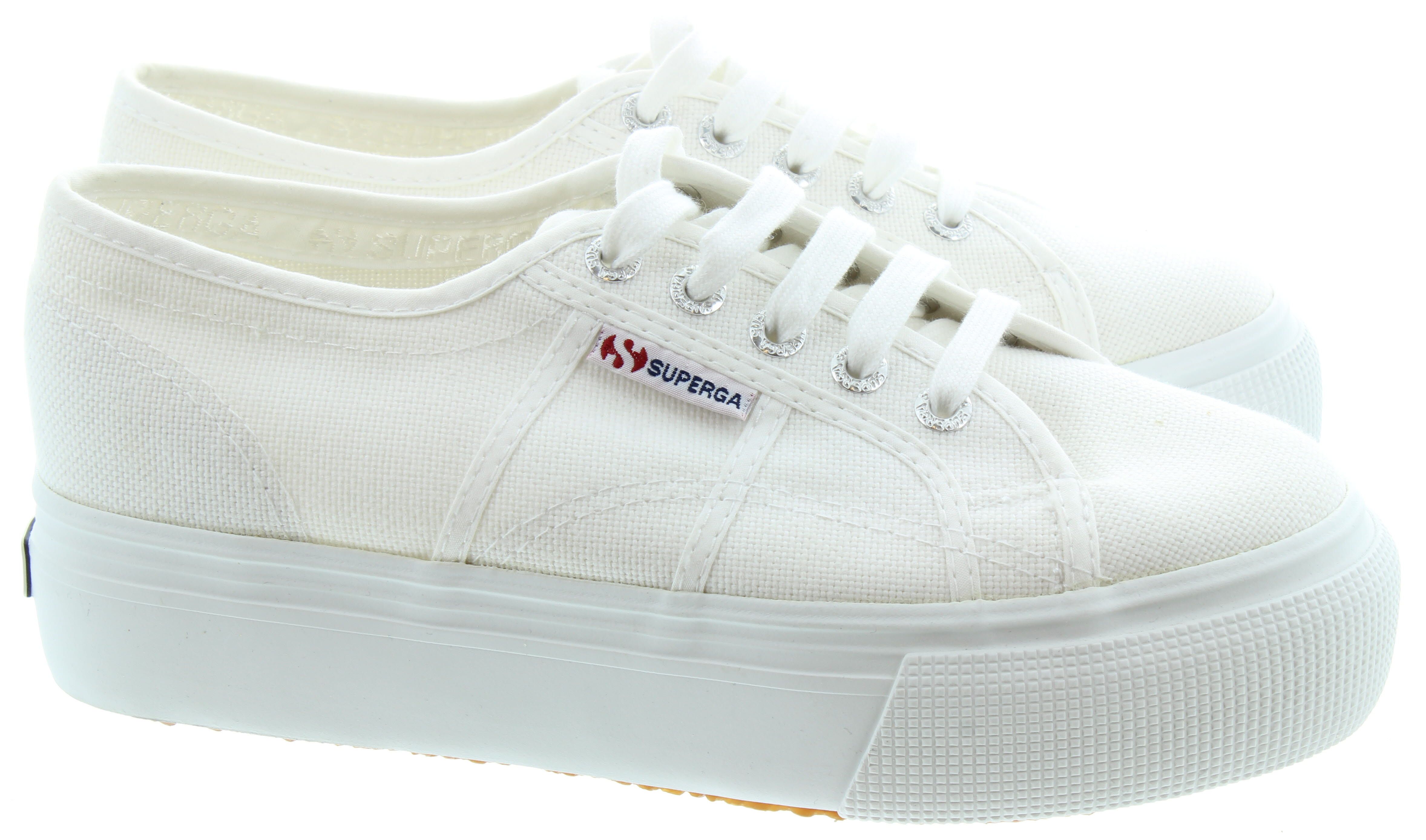 Superga 2790 Flatform Trainers In White in White