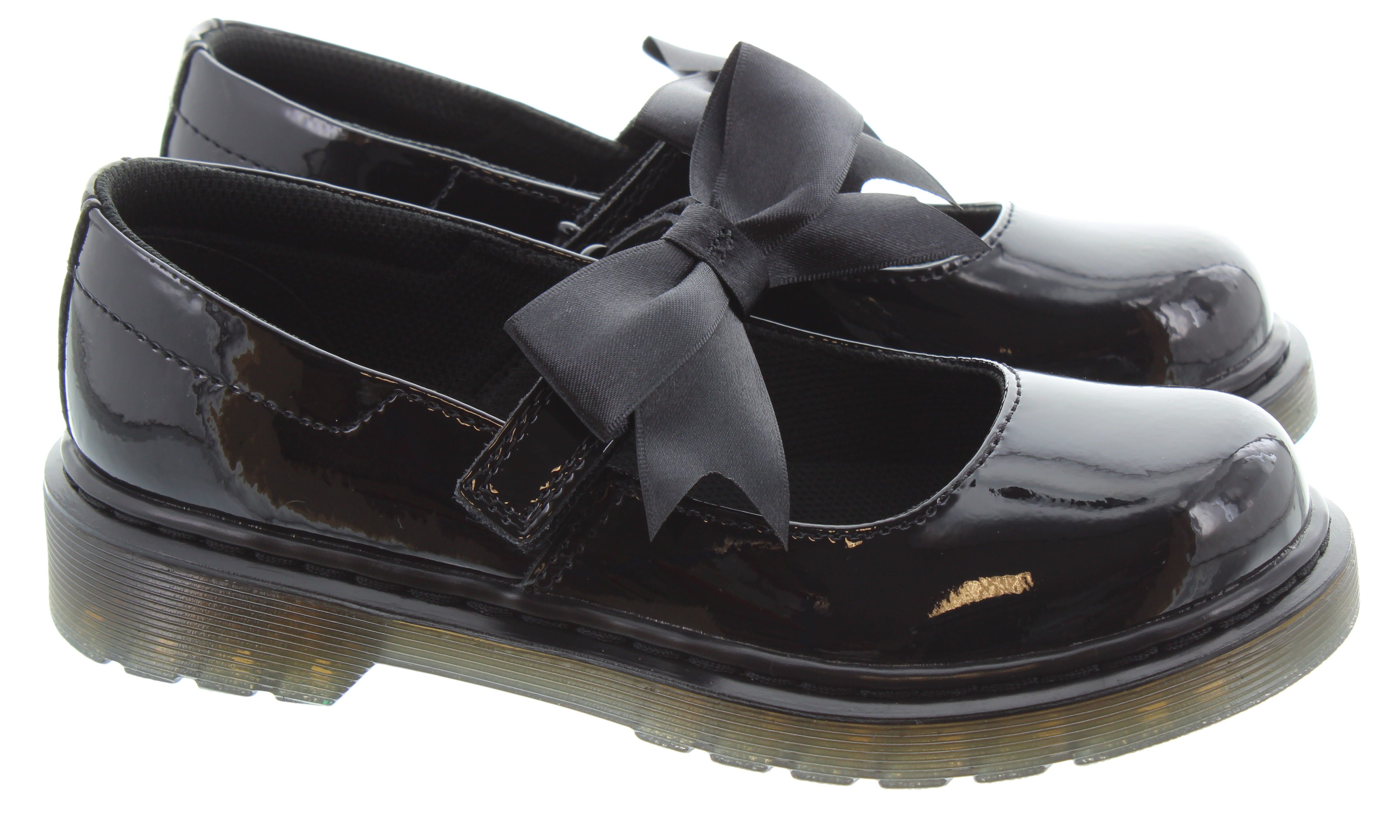 School Shoes Doc Martin Boots Girls Kids Maccy Bow In Black Patent