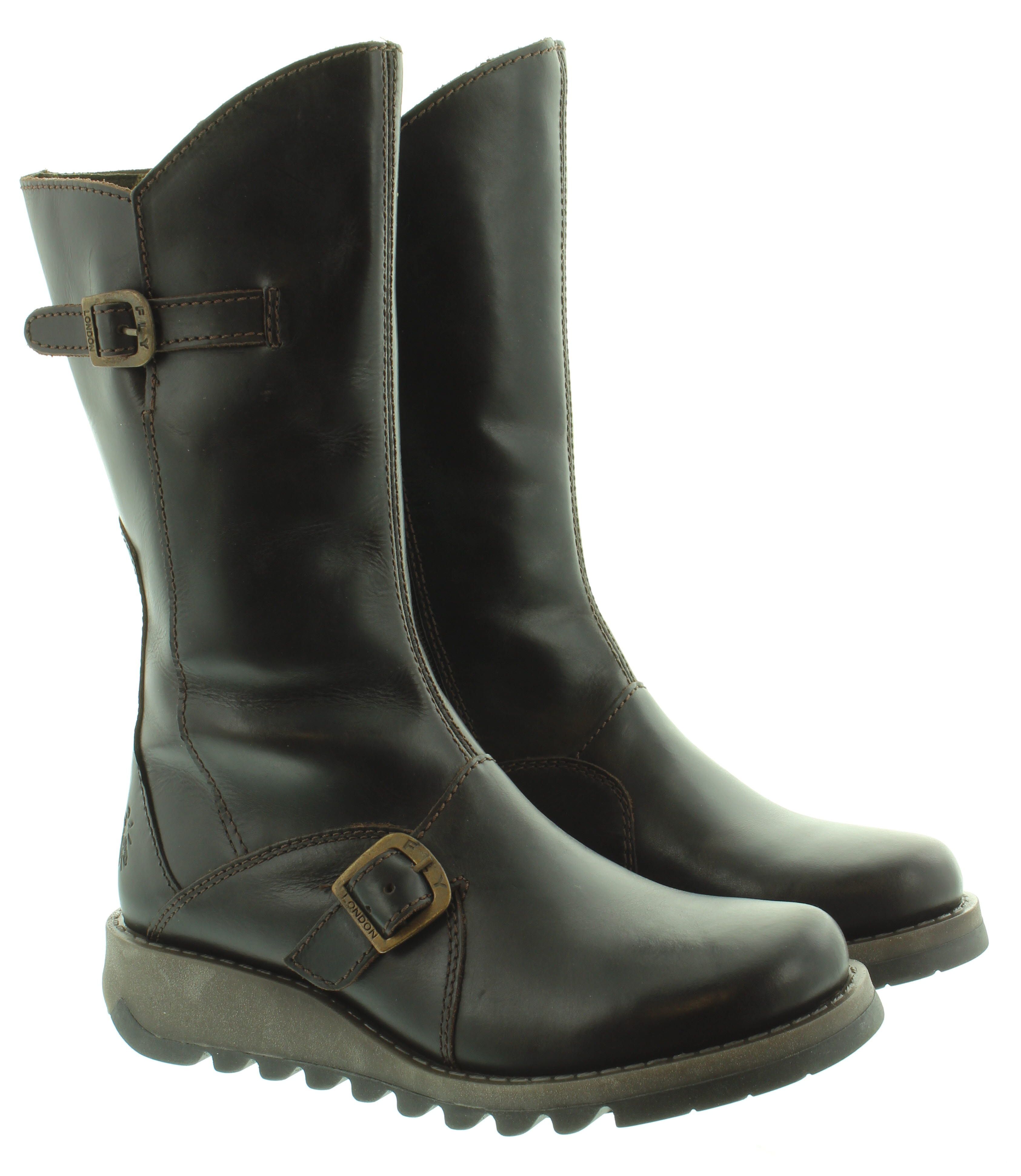 Fly London Ladies Mes Calf Boots In in Dark Brown