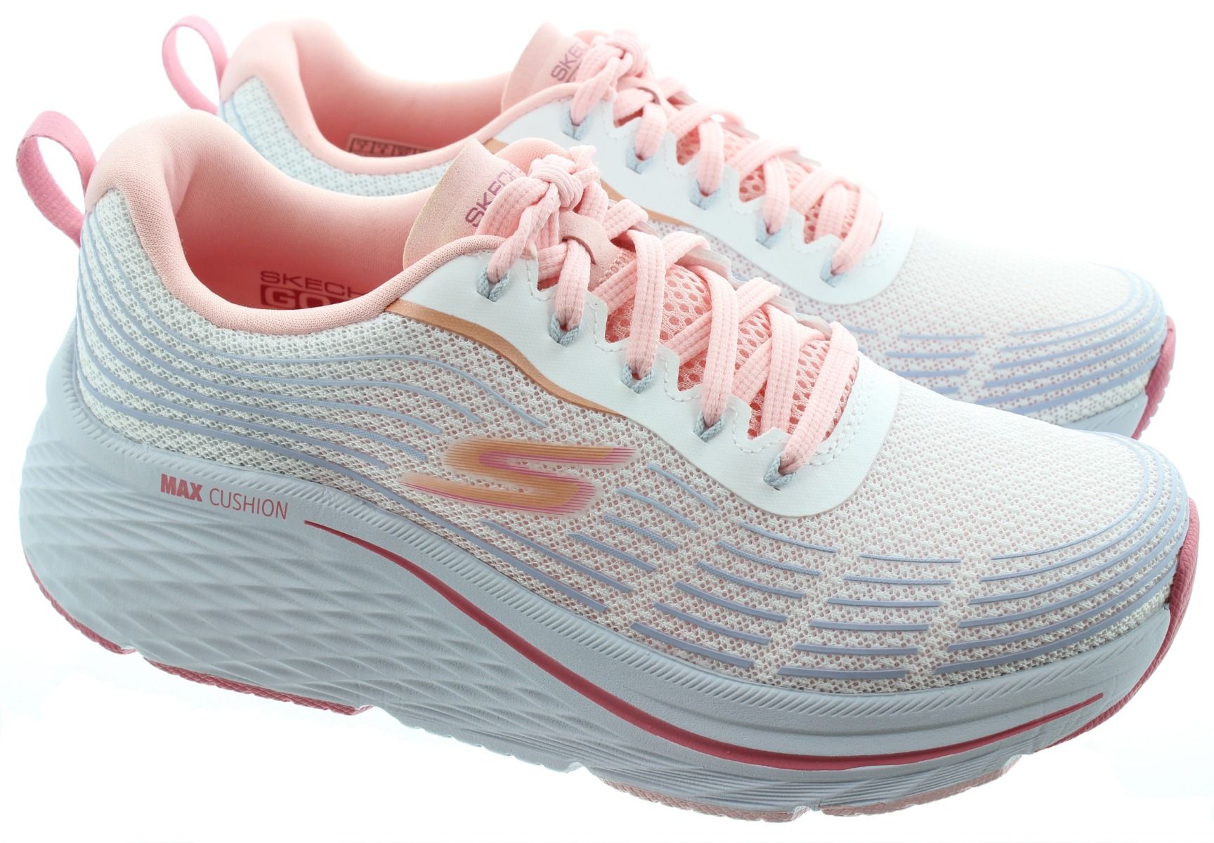 Ladies 129625 Max Cushioning Trainers In White/ Blue/ Pink