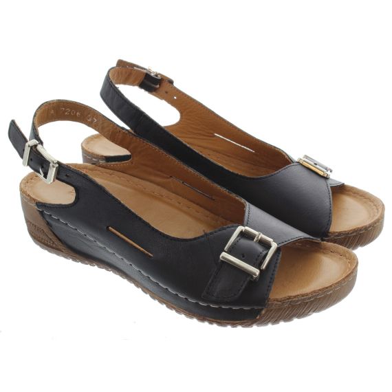 ADESSO Ladies Honey Buckle Sandals In Black 