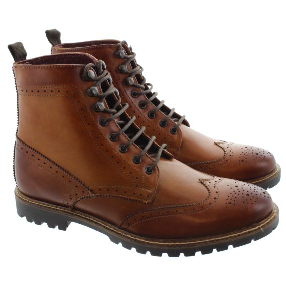 BASE Mens Boone Brogue Boots In Tan