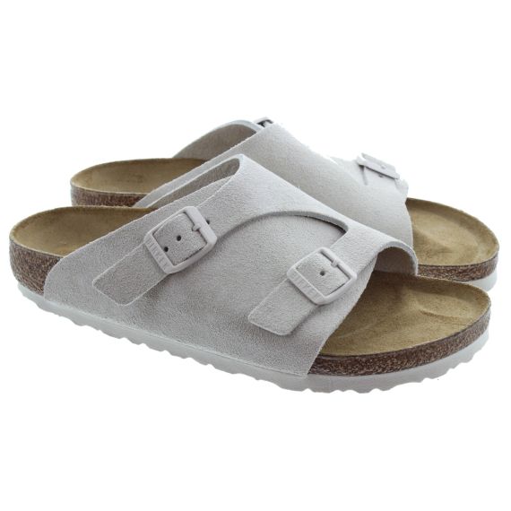 BIRKENSTOCK Ladies Zurich Suede Mules In Antique White 