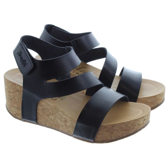 BLOWFISH Ladies Leelee Wedge Sandals In Black 