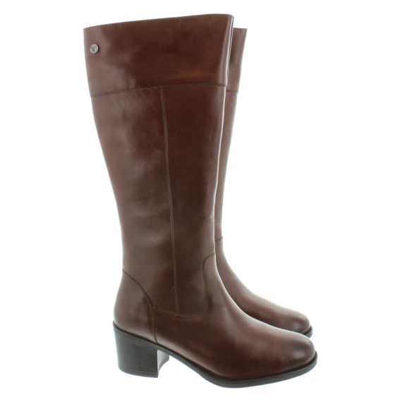 CAPRICE Ladies 25551 Heel Knee Boots In Brown 