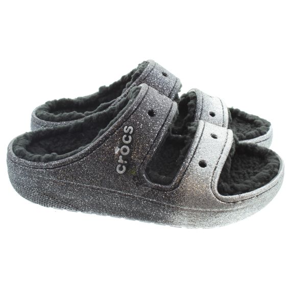 CROCS Adults Classic Cozzzy Sandal In Black Glitter 