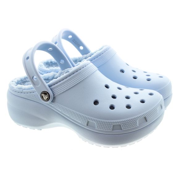 CROCS Ladies Platform Lined ClogsIn Blue Calcite