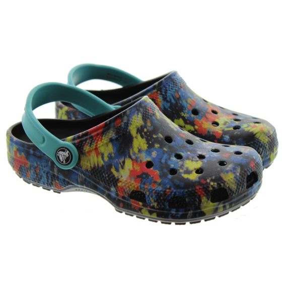 CROCS Junior Creative Dye Clogs In Turquoise Multi 