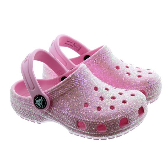 CROCS Kids Classic Glitter Clogs In Flamingo Pink