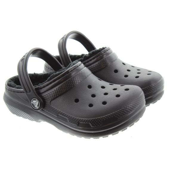 CROCS Kids Classic Lined Clogs In Black