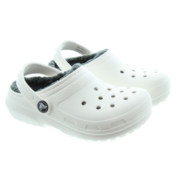 CROCS Kids Classic Lined Clogs In White