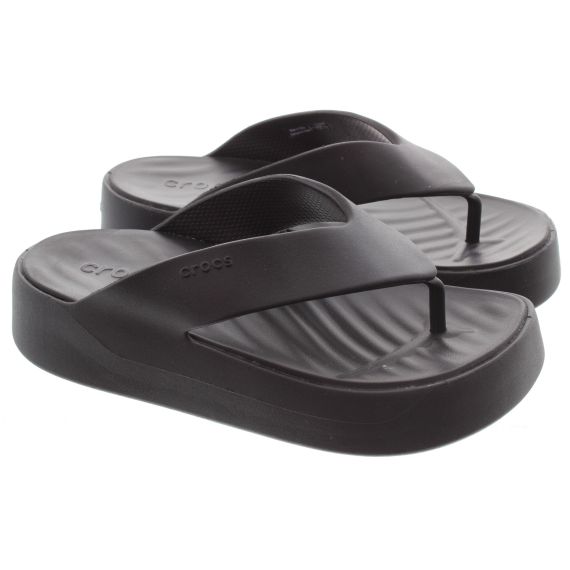 CROCS Ladies Getaway Toe Post Sandals In Black 