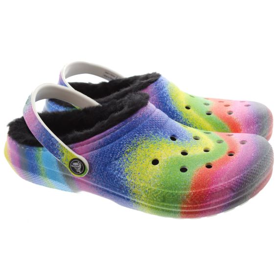 CROCS Kids Classic Lined Clogs In Spray Dye Multi 