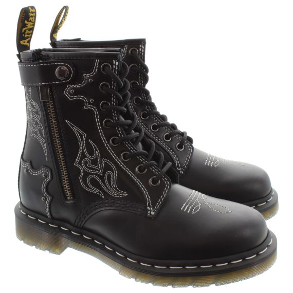 DR MARTENS Ladies 1460 Gothic America Boots In Black 