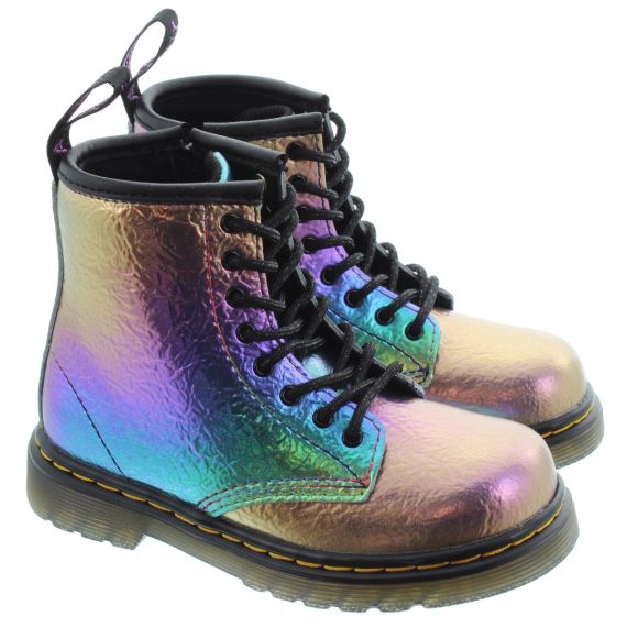 DR MARTENS Kids 1460 Boots In Rainbow Crinkle Multi