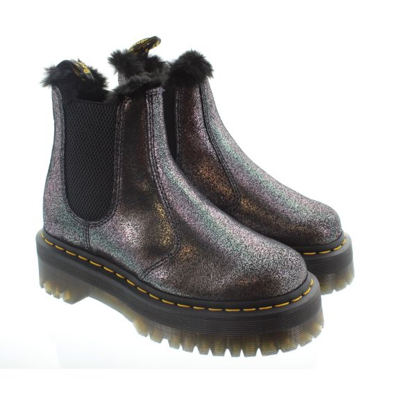 DR MARTENS Ladies 2976 FL Metallic Chelsea Boots In Black