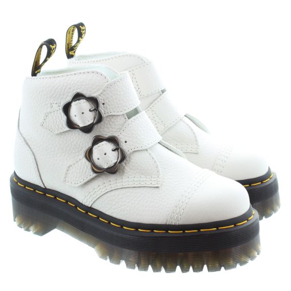 DR MARTENS Ladies Devon Flower Boots In White