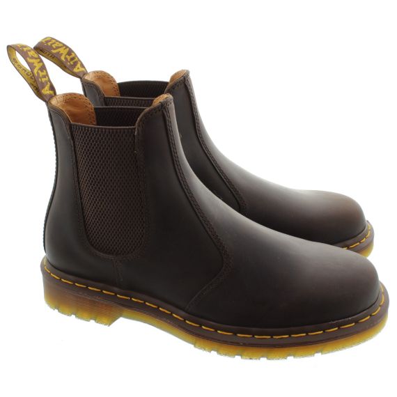 DR MARTENS Mens 2976 Yellow Stitch Chelsea Boots In Brown 