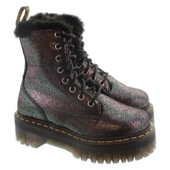 DR MARTENS Adults Jadon Faux Fur Lined Metallic Boots In Black 