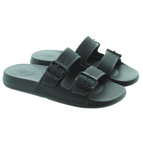 FITFLOP Ladies Iqushion Two Bar Slide Sandals In Black