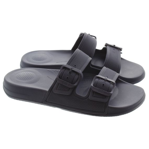 FITFLOP Ladies Iqushion Two Bar Slide Sandals In Navy
