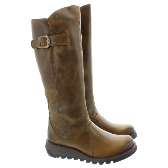FLY Ladies Mol 2 Flat Knee Boots In Camel
