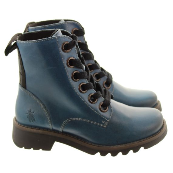 FLY Ladies Ragi Lace Ankle Boot In Blue 
