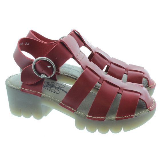 FLY Ladies Emme Buckle Sandals In Red
