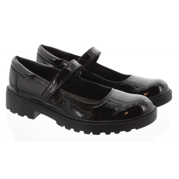 GEOX Youths Casey Bar Shoes In Black Patent
