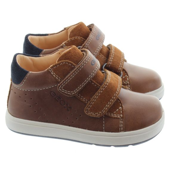 GEOX Kids Biglia Velcro Boots In Brandy