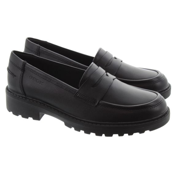 GEOX Juniors And Youths Casey Loafers In Black 