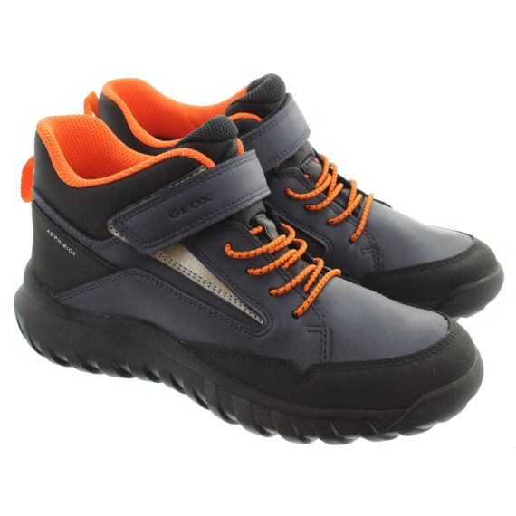 GEOX Kids Simbyos Waterproof Boots In Navy