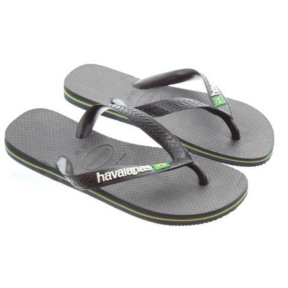 HAVAIANAS Adults Brazil Logo Toe Post Sandals in Black