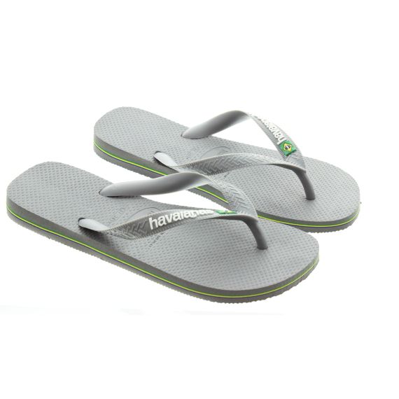 HAVAIANAS Adults Brazil Logo Toe Post Sandals In Grey