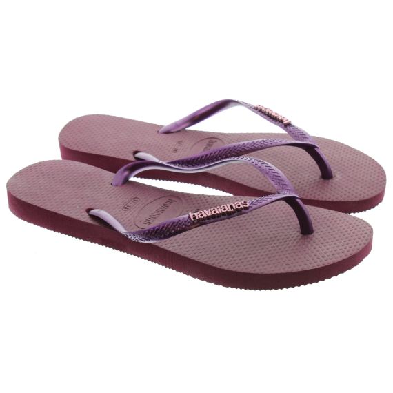 HAVAIANAS Ladies Slim Logo Metallic Flipflop Sandals In Purple 