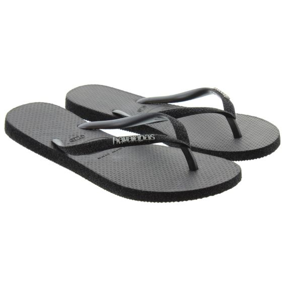 HAVAIANAS LADIES SLIM SPARKLE SANDALS IN BLACK