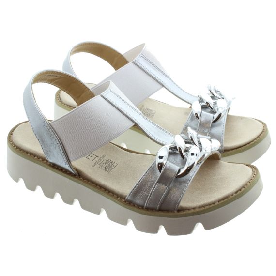 HEAVENLY FEET Ladies Lulu Chain Sandals In Silver 