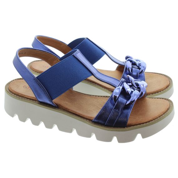 HEAVENLY FEET Ladies Lulu Chain Sandals In Blue