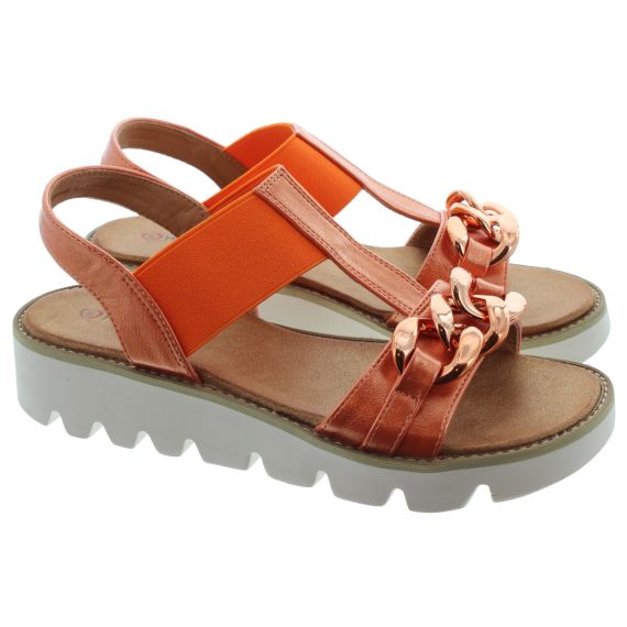 HEAVENLY FEET Ladies Lulu Chain Sandals In Orange