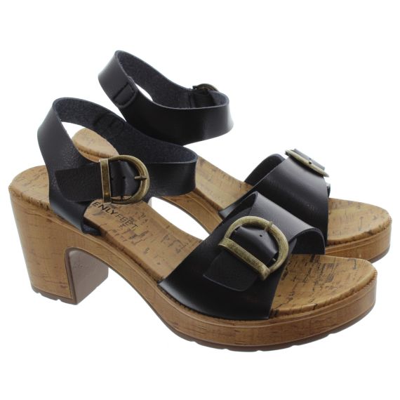 HEAVENLY FEET Ladies Pluto Heeled Sandals In Black