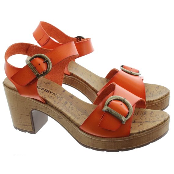 HEAVENLY FEET Ladies Pluto Heeled Sandals In Orange