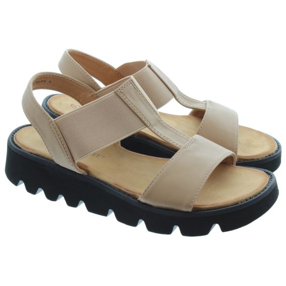 HEAVENLY FEET Ladies Ritz Flat Sandals In Nude