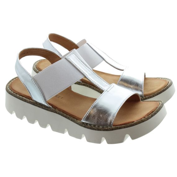 HEAVENLY FEET Ladies Ritz Flat Sandals In Silver 