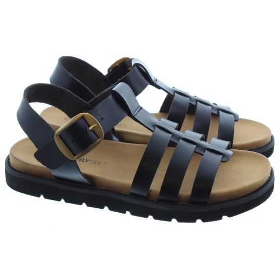 HEAVENLY FEET Ladies Saltwater Flat Sandals In Black 