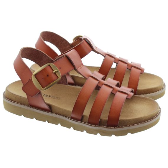 HEAVENLY FEET Ladies Saltwater Flat Sandals In Tan 