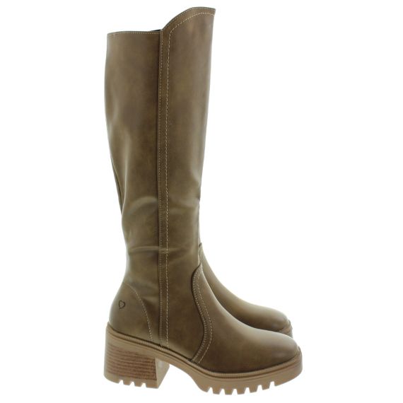 HEAVENLY FEET Ladies Weston Heel Knee Boot In Taupe
