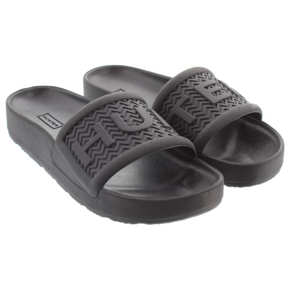 HUNTER Adults Bloom Slides In Black 